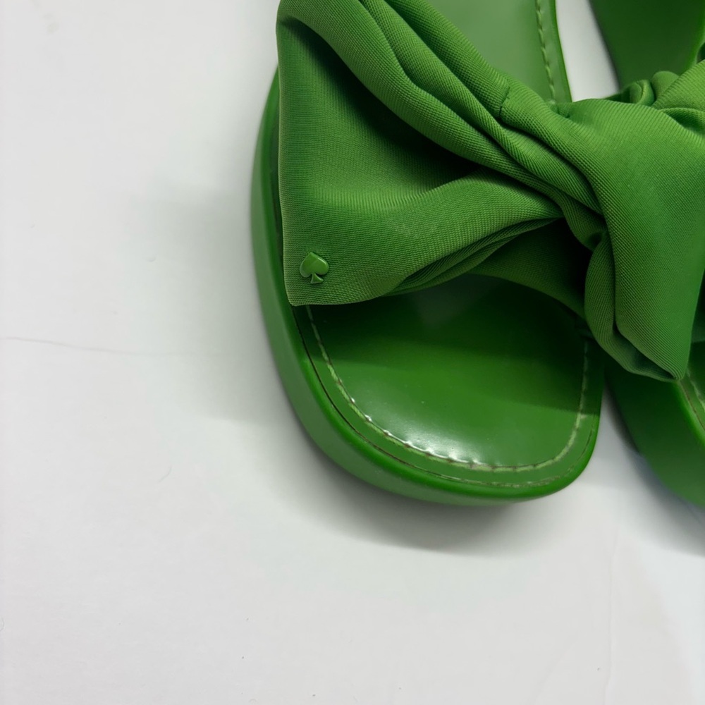 kate spade Bright Green Satin Knot Platform Slides - Picture 2 of 7